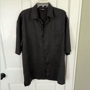 Jordan Craig 100% Linen Shirt Mens Large Black Button Up Coastal Business Casual
